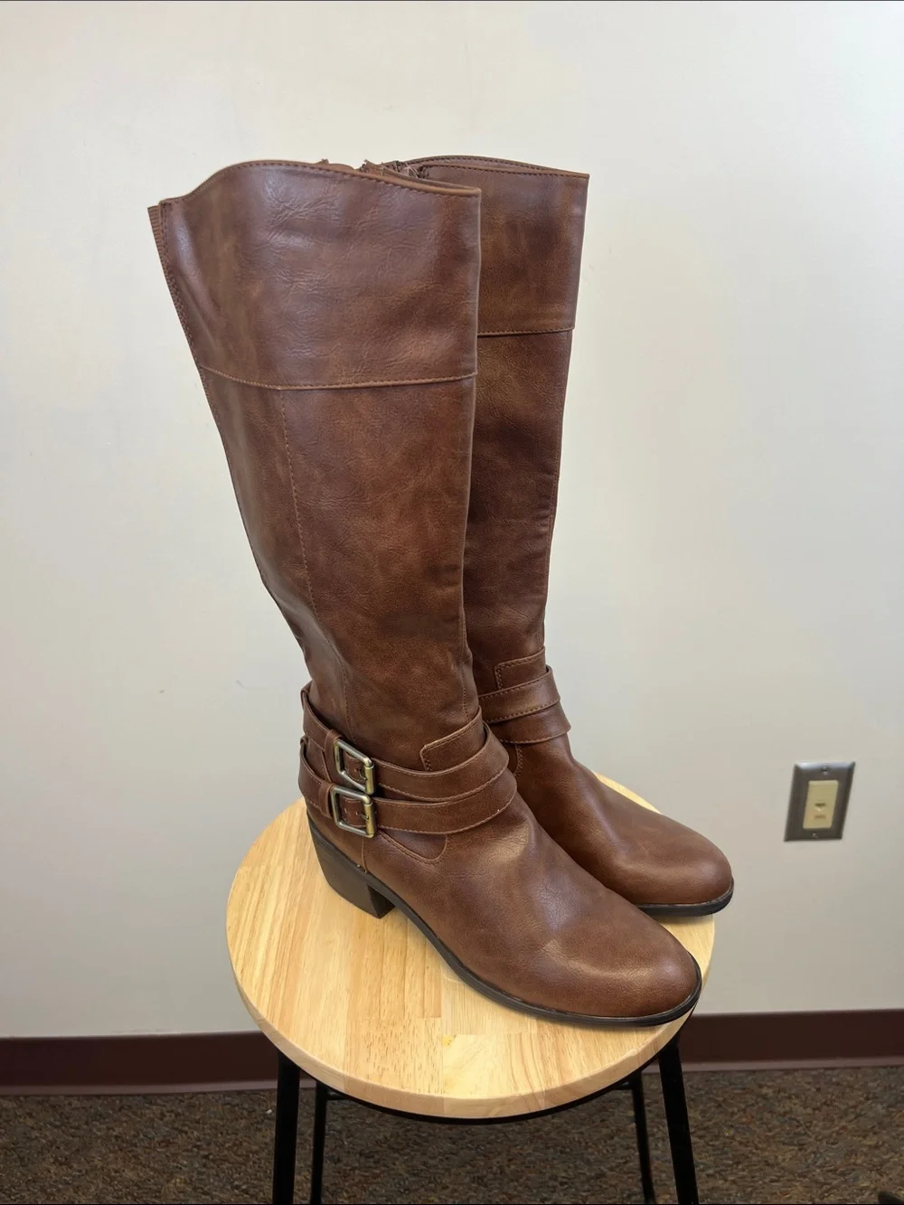 Lifestride Women's Winner Tall Brown Zip Riding Boots New with Tags Size 9 wide